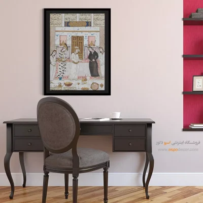 نشستن بهرام روز آدینه در گنبد سپید – تابلو نقاشی ایرانی - خرید تابلو نقاشیهای عاشقانه – اسپو دکور – Espodecor