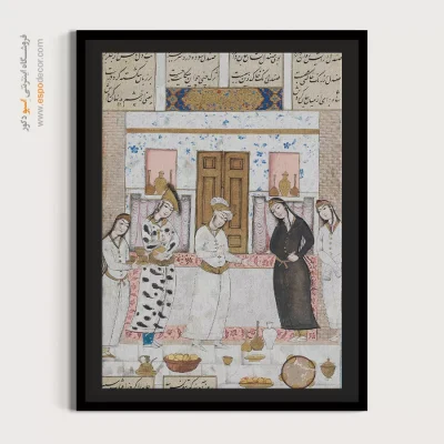 خرید تابلو نقاشیهای عاشقانه - نشستن بهرام روز آدینه در گنبد سپید – تابلو نقاشی ایرانی - اسپو دکور