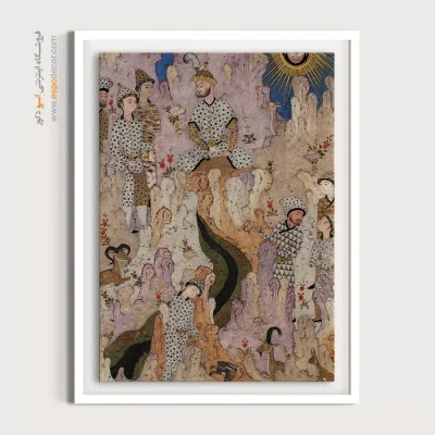 خرید تابلو هنری مینیاتور دستساز - کیومرث و درباریانش خز پوشیده اند – تابلو نقاشی ایرانی - اسپو دکور