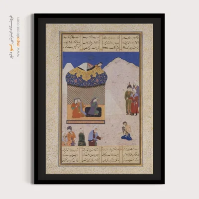 تابلو عاشقانه لیلی و مجنون - ملاقات لیلی و مجنون در صحرا – تابلو نقاشی ایرانی - اسپو دکور