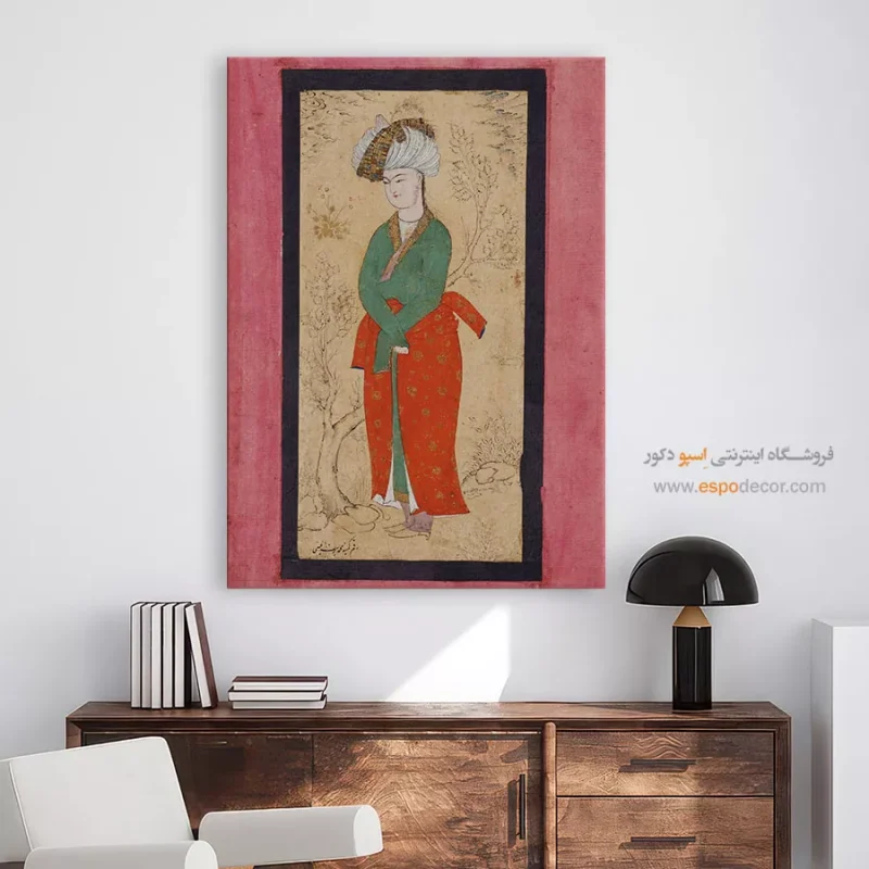 جوان ایستاده - تابلو نقاشی ایرانی - Image 3