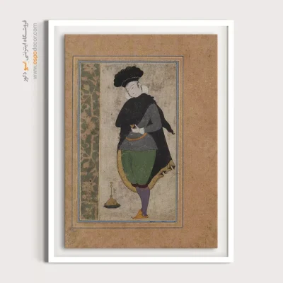 خرید مینیاتور رنگی - جوان با لباس اروپایی – تابلو نقاشی ایرانی - اسپو دکور