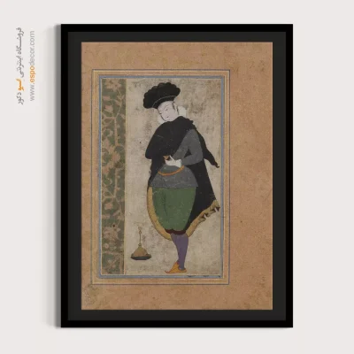 خرید مینیاتور رنگی - جوان با لباس اروپایی – تابلو نقاشی ایرانی - اسپو دکور