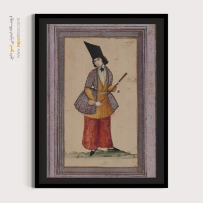 خرید نقاشی ایرانی - جوان چماق به دست – تابلو نقاشی ایرانی - اسپو دکور