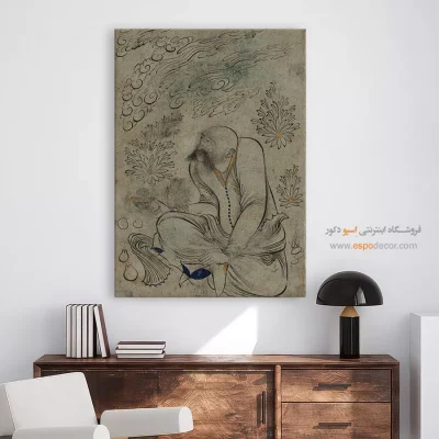 مرد طاس با شانههای خمیده و سبیل – تابلو نقاشی ایرانی - خرید نقاشی دستساز – اسپو دکور – Espodecor