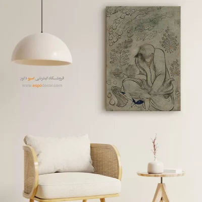 مرد طاس با شانههای خمیده و سبیل – تابلو نقاشی ایرانی - خرید نقاشی دستساز – اسپو دکور – Espodecor