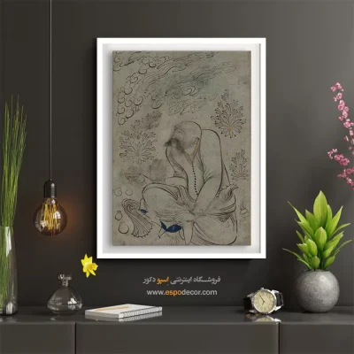 مرد طاس با شانههای خمیده و سبیل – تابلو نقاشی ایرانی - خرید نقاشی دستساز – اسپو دکور – Espodecor