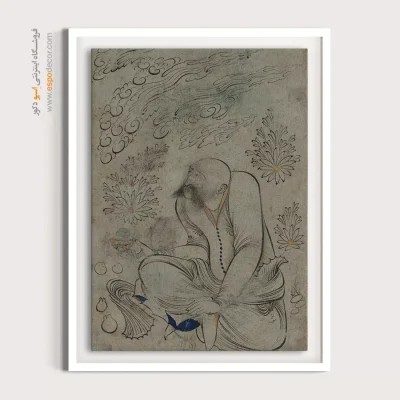 مرد طاس با شانههای خمیده و سبیل – تابلو نقاشی ایرانی - خرید نقاشی دستساز – اسپو دکور – Espodecor