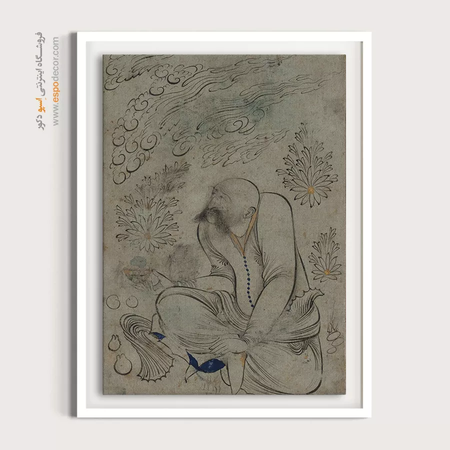 مرد طاس با شانههای خمیده و سبیل – تابلو نقاشی ایرانی - خرید نقاشی دستساز – اسپو دکور – Espodecor