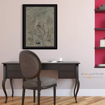 مرد طاس با شانههای خمیده و سبیل – تابلو نقاشی ایرانی - خرید نقاشی دستساز – اسپو دکور – Espodecor