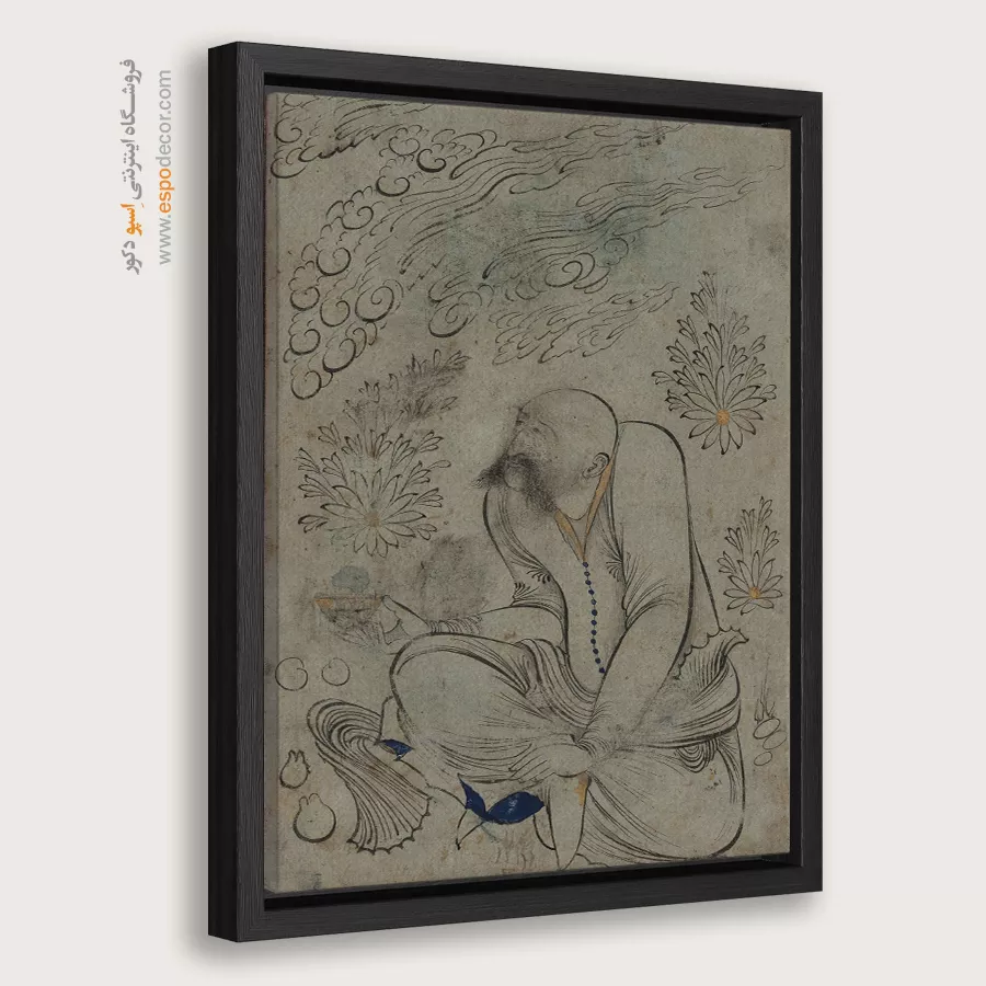 مرد طاس با شانههای خمیده و سبیل – تابلو نقاشی ایرانی - خرید نقاشی دستساز – اسپو دکور – Espodecor