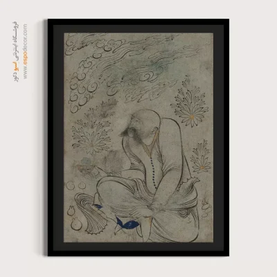 مرد طاس با شانههای خمیده و سبیل – تابلو نقاشی ایرانی - خرید نقاشی دستساز – اسپو دکور – Espodecor