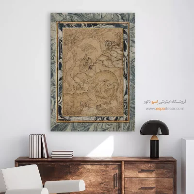خرید نقاشی دکوراتیو - مبارزه با اژدها – تابلو نقاشی ایرانی - اسپو دکور