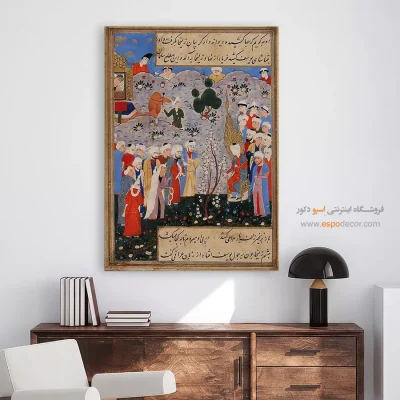 خرید نقاشی مینیاتور روی بوم - زلیخا در بازار بردهفروشان مصر – تابلو نقاشی ایرانی - اسپو دکور