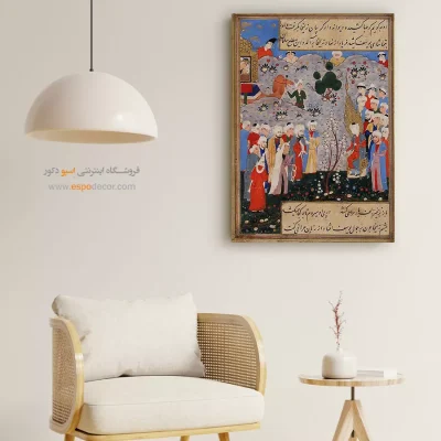 خرید نقاشی مینیاتور روی بوم - زلیخا در بازار بردهفروشان مصر – تابلو نقاشی ایرانی - اسپو دکور