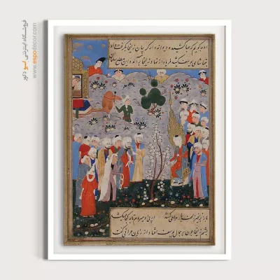 خرید نقاشی مینیاتور روی بوم - زلیخا در بازار برده‌فروشان مصر – تابلو نقاشی ایرانی - اسپو دکور