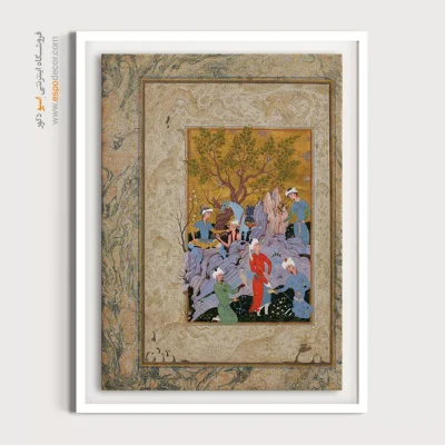 بهترین تابلو نقاشی های ایرانی - شکار شاهین در کوهستان – تابلو نقاشی ایرانی - اسپو دکور