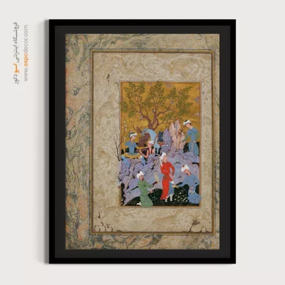 بهترین تابلو نقاشی های ایرانی - شکار شاهین در کوهستان – تابلو نقاشی ایرانی - اسپو دکور