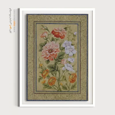 تابلو نگارگری گل و مرغ