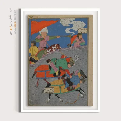 خرید تابلو برای سالن - نبرد بین زنگا و اوخاست – تابلو نقاشی ایرانی - اسپو دکور