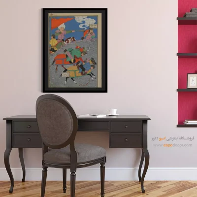 خرید تابلو برای سالن - نبرد بین زنگا و اوخاست – تابلو نقاشی ایرانی - اسپو دکور