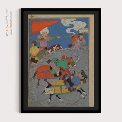 خرید تابلو برای سالن - نبرد بین زنگا و اوخاست – تابلو نقاشی ایرانی - اسپو دکور
