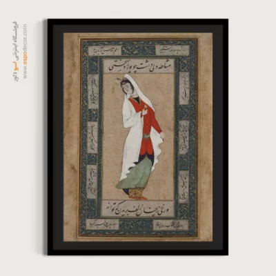 خرید تابلو نقاشی زنان ایرانی - بانوی ایستاده با چادر سفید – تابلو نقاشی ایرانی - اسپو دکور