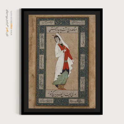 خرید تابلو نقاشی زنان ایرانی - بانوی ایستاده با چادر سفید – تابلو نقاشی ایرانی - اسپو دکور