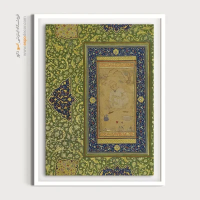 تایلو نقاشی قدیمی با کیفیت - درویشی چمباتمه زده – تابلو نقاشی ایرانی - اسپو دکور