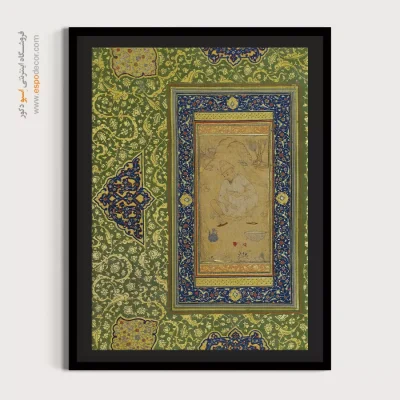 تایلو نقاشی قدیمی با کیفیت - درویشی چمباتمه زده – تابلو نقاشی ایرانی - اسپو دکور