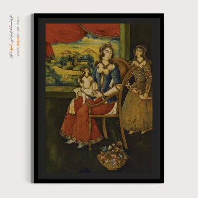 تابلو نقاشی از مادر و کودک - بانویی با کودکی در دامان – تابلو نقاشی ایرانی - اسپو دکور