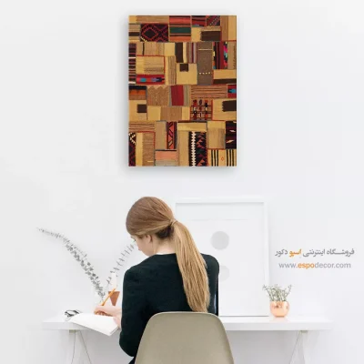 تابلو بوم برای محیط‌های هنری - آهوچهر – تابلو گلیم تکه دوزی - اسپو دکور