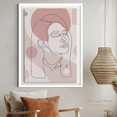 تابلو بوم طرح چهره خطی - مفهوم رنگی – تابلو طراحی خطی - اسپو دکور