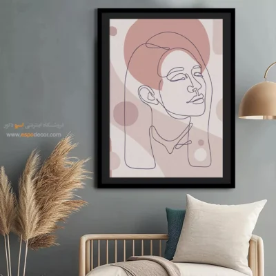تابلو بوم طرح چهره خطی - مفهوم رنگی – تابلو طراحی خطی - اسپو دکور
