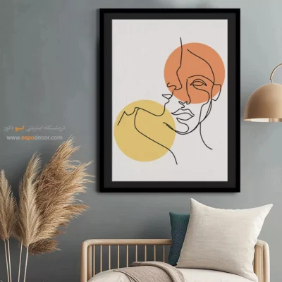 تابلو بوم طرح چهره خطی - لاین لوکس – تابلو طراحی خطی - اسپو دکور