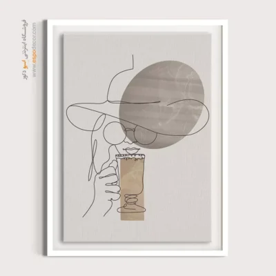 تابلو بوم طرح پرتره خطی زن - سایه طیف – تابلو طراحی خطی - اسپو دکور