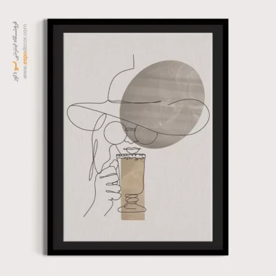 تابلو بوم طرح پرتره خطی زن - سایه طیف – تابلو طراحی خطی - اسپو دکور