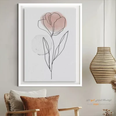 تابلو بوم خطی زن با کلاه - کیمیاگری محور – تابلو طراحی خطی - اسپو دکور