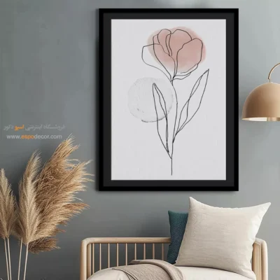 تابلو بوم خطی زن با کلاه - کیمیاگری محور – تابلو طراحی خطی - اسپو دکور