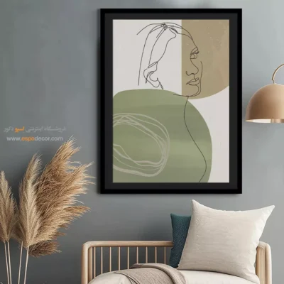 تابلو طراحی خطی زن - وکتور رویایی – تابلو طراحی خطی - اسپو دکور