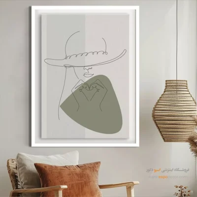 تابلو بوم طرح چهره خطی - لبخندهای تابناک – تابلو طراحی خطی - اسپو دکور