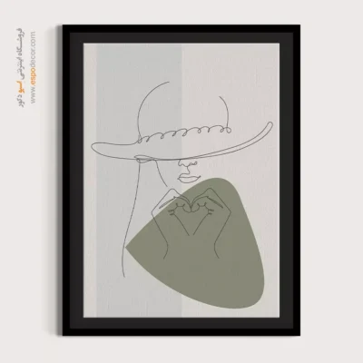 تابلو بوم طرح چهره خطی - لبخندهای تابناک – تابلو طراحی خطی - اسپو دکور