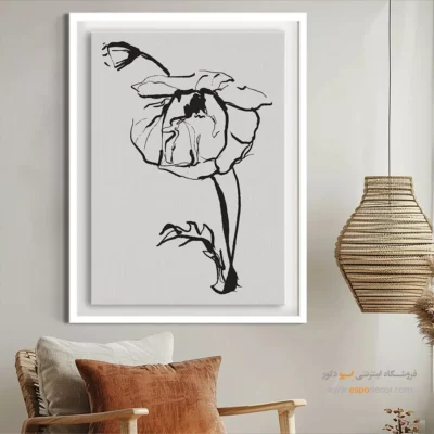 تابلو بوم طرح گل خطی - چشمک زن – تابلو طراحی خطی - اسپو دکور