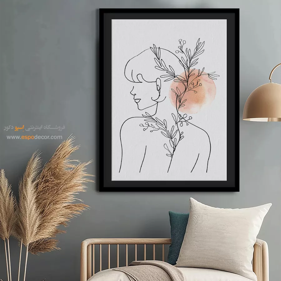 تابلو طراحی خطی دختر - سمفونی متقارن – تابلو طراحی خطی - اسپو دکور