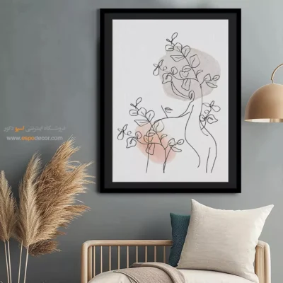 تابلو طراحی خطی طلایی - سیلوئت براق – تابلو طراحی خطی - اسپو دکور