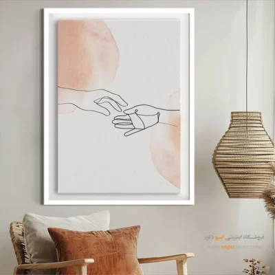 خرید تابلو برای پذیرایی دیوار - شبکه هندسی – تابلو طراحی خطی - اسپو دکور