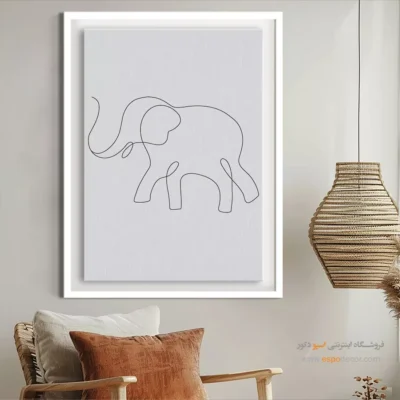 تابلو بوم طرح گل خطی - طرح بالقوه – تابلو طراحی خطی - اسپو دکور