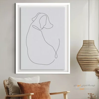 تابلو بوم خطی زن با کلاه - میراث خط – تابلو طراحی خطی - اسپو دکور