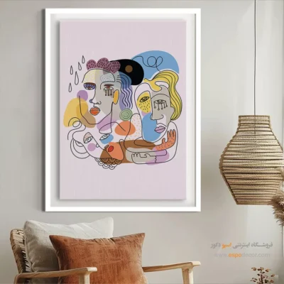 تابلو بوم مناسب اتاق دختران - وکتور ویژن – تابلو طراحی خطی - اسپو دکور