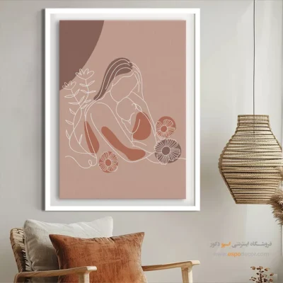 تابلو بوم طرح چهره خطی - طرحواره براق – تابلو طراحی خطی - اسپو دکور